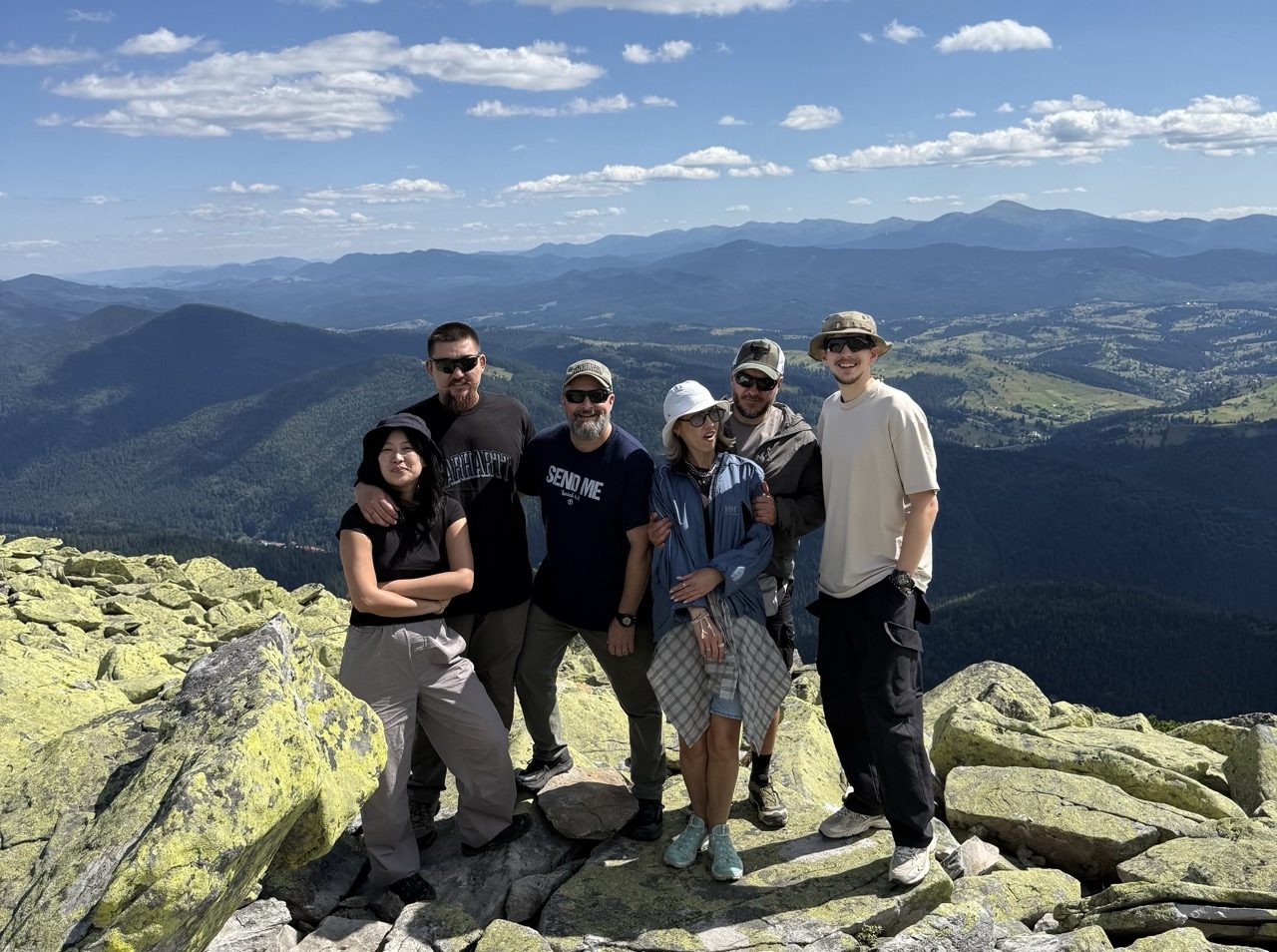 Our team on a Carpathian summit during the retreat